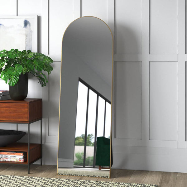 Greta Sleek Arched - Top Wall Mirror Mercury Row Finish: Gold