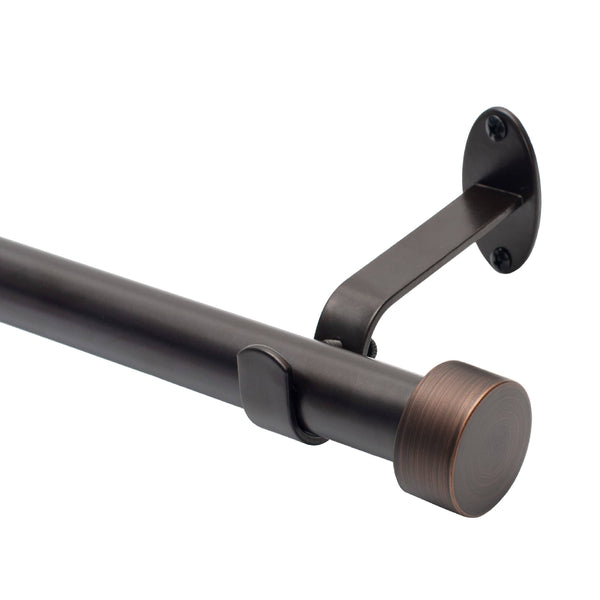 Elrene Home Fashions Serena 1" Window Drapery Single Curtain Rod with Contemporary Cap Finial, 28" - 48" Adjustable, Antique Bronze