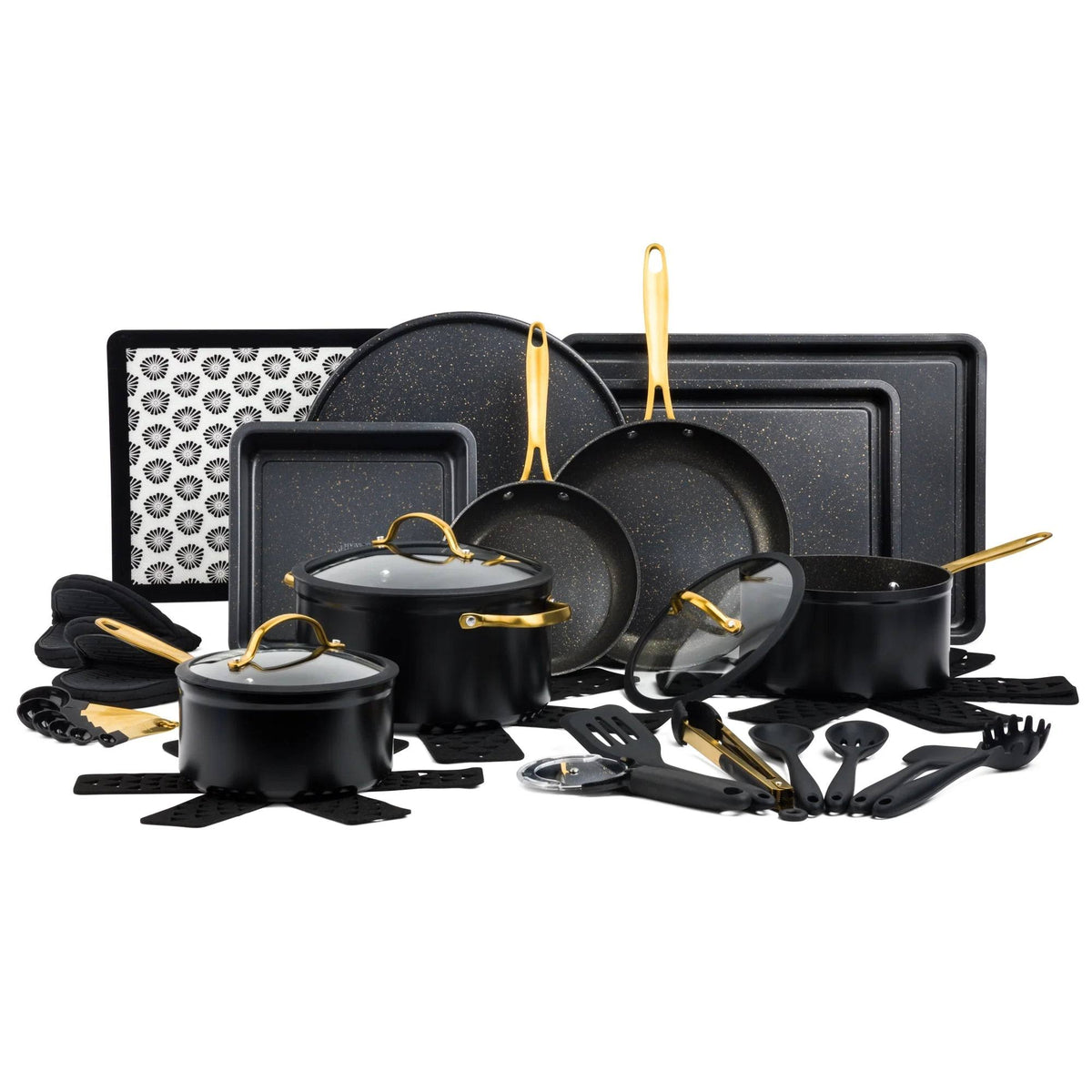 Thyme & Table 32 - Piece Cookware & Bakeware Non - Stick Set, Black