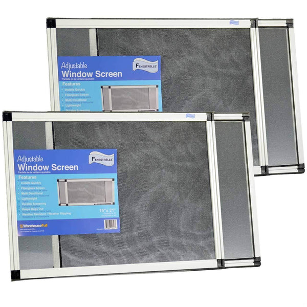 Fenestrelle Expandable Window Screen, 2 Way Adjustable, Horizontal (15"H x 21 - 40"w) or Convert to Vertical (21"H x 15 - 28"w) - 2 Pack