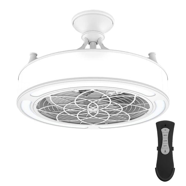 Home Decorators Collection SFL - 550L4 Windara 22 in. LED Indoor/Covered Outdoor White Ceiling Fan with Light Kit and Remote Control