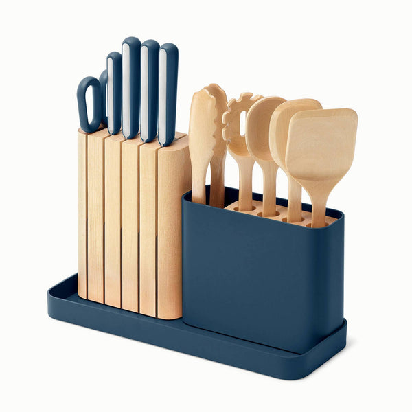Caraway 14 - Piece Knife & Utensils Prep Set in Navy