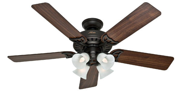 Hunter Studio Series 52" Ceiling Fan with 4 - Light Kit - New Bronze - Walnut/Cherry Blades