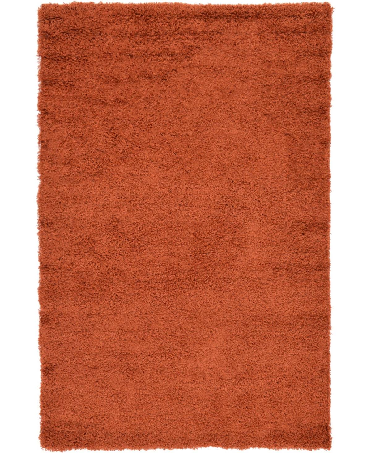 Unique Loom Solid Shag Collection Area Rug (5' 1" x 8' Rectangle, Terracotta)