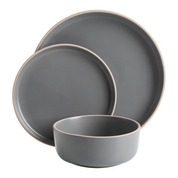 Gibson Home Zuma 18 - Piece Stoneware Dinnerware Set Gray