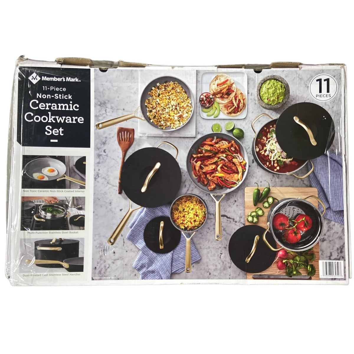 Member's Mark 11 - Piece Modern Ceramic Cookware Set Black