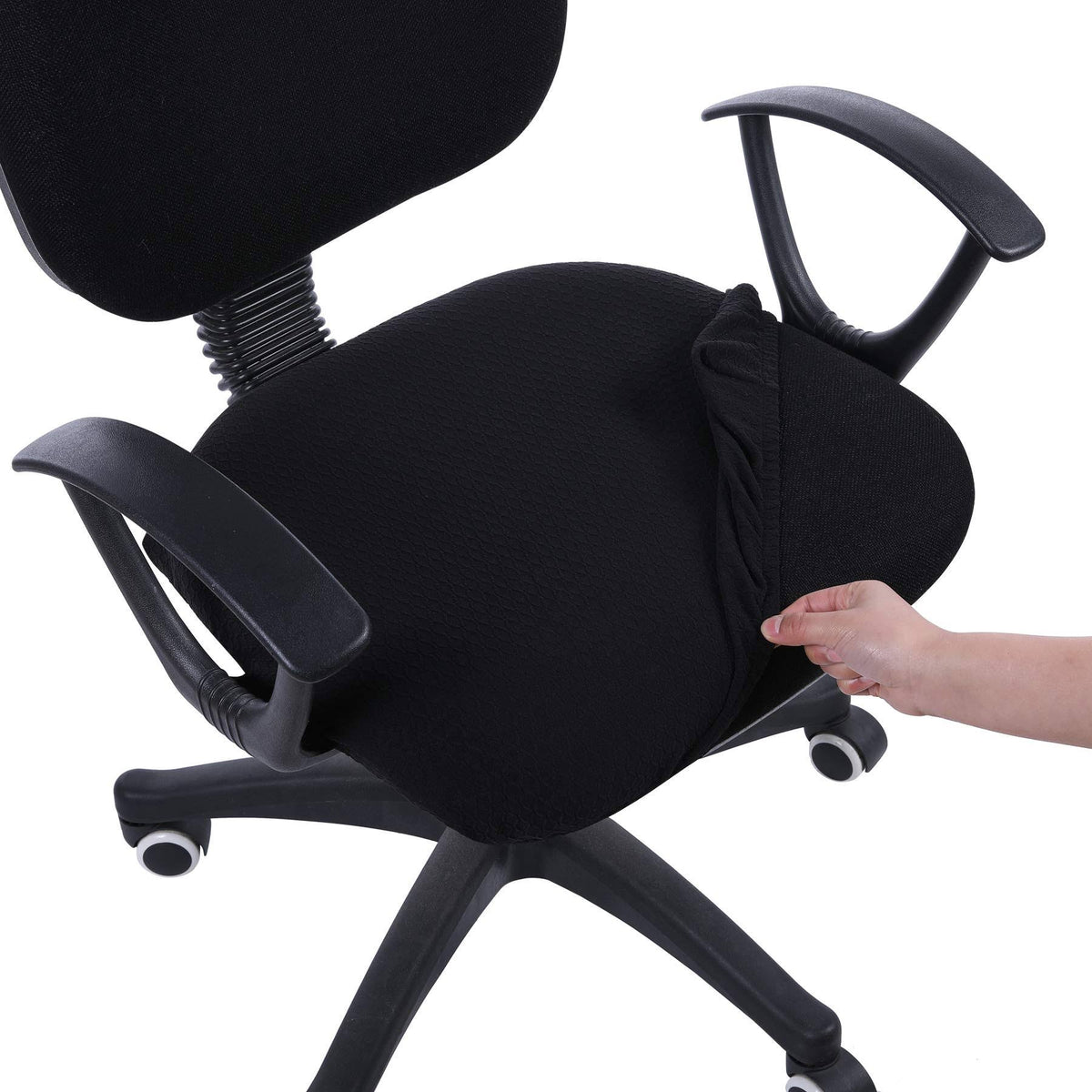 Smiry Stretch Jacquard Office Computer Chair Seat Covers, Removable Washable Anti - Dust Desk Chair Seat Cushion Protectors - Black