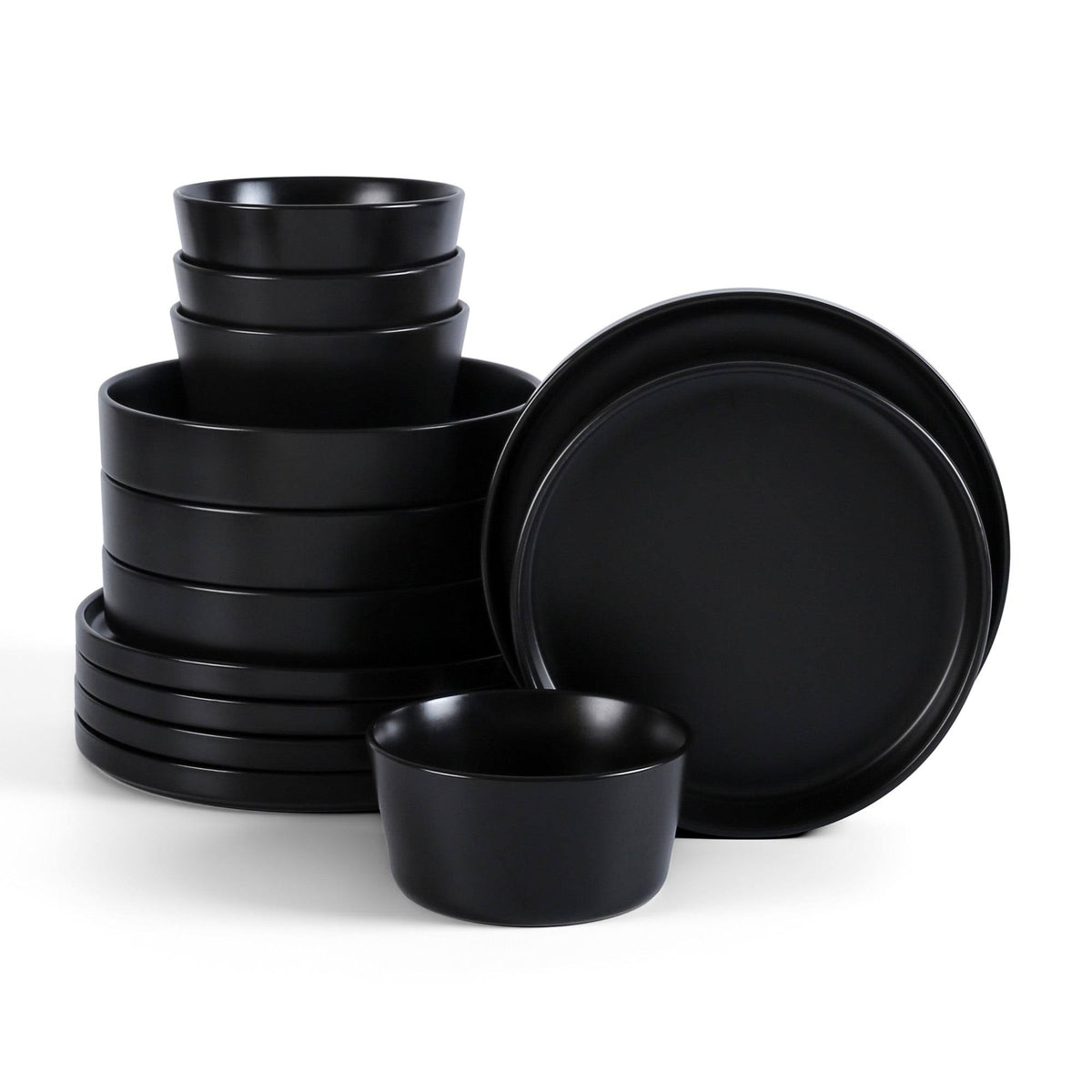 Stone + Lain Celina Stoneware Black Dinnerware Set - 12 - Piece 4