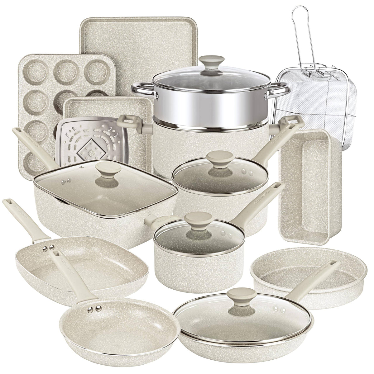 Granitestone Desert Collection 20 - Piece Cookware & Bakeware Set in Beige