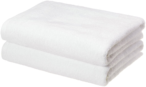 Amazon Basics - 2 Piece Quick - Dry Oversize Bath Towel, 100% Cotton, White, 54" x 30"