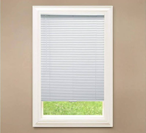 Hampton Bay White Cordless Room Darkening 1 in. Vinyl Mini Blind for Window or Door - 34 in. W x 48 in. L