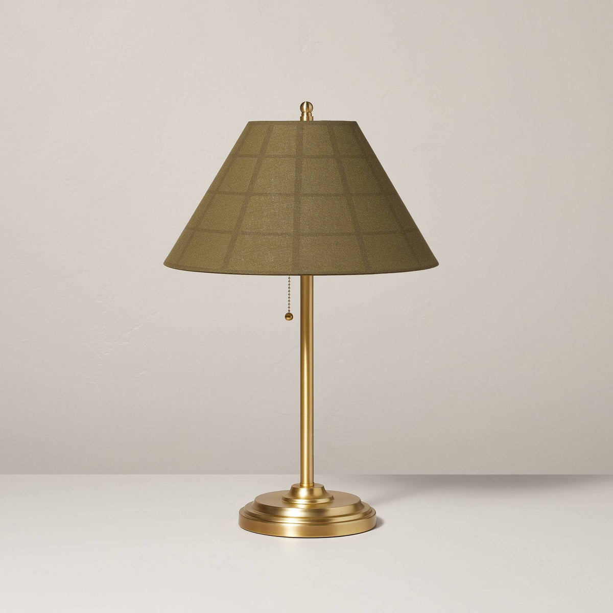 23" Plaid Shade Metal Table Lamp Brass/Green - Hearth & Hand with Magnolia