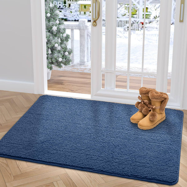 DEXI Door Mat Entryway Doormat Front Entrance Non - Slip Low Profile Washable for Inside Entry 23.5"x35.5", Blue