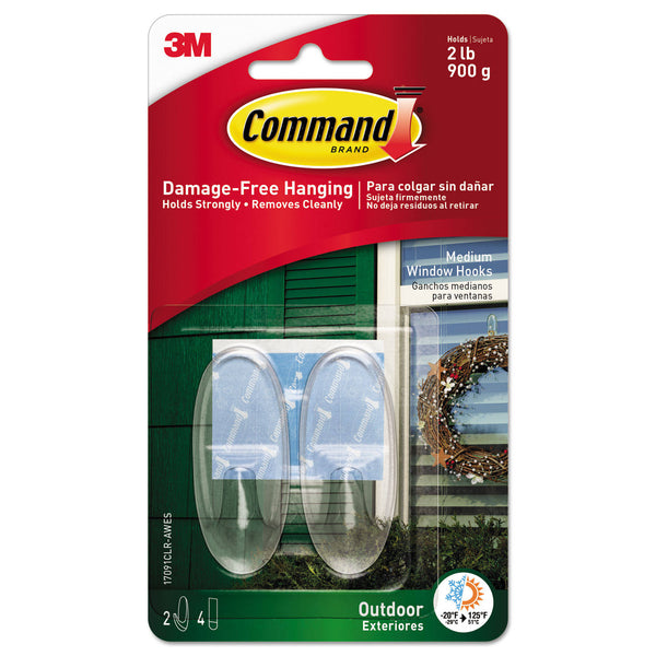 Command Outdoor Medium Clear Window Hooks with Clear Strips 17091CLR - AW