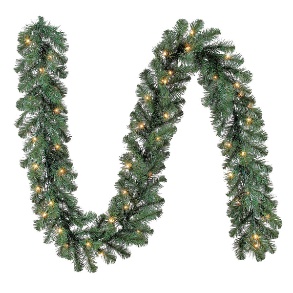 Holiday Time Pre - Lit Napa Artificial Christmas Garland with Clear Incandescent Lights - 9 ft