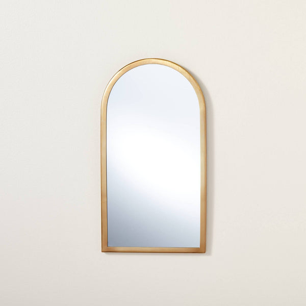 Arched 8" x 16" Metal Frame Wall Mirror Brass Finish - Hearth & Hand with Magnolia