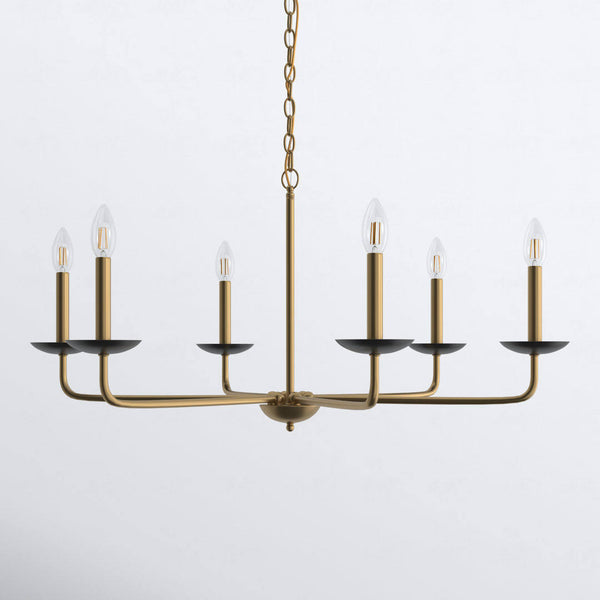 Baltray 6 - Light Candle Style Classic/Traditional Chandelier Joss & Main Finish: Black/Brass, Size: 18.5" H x 36" W x 36" D