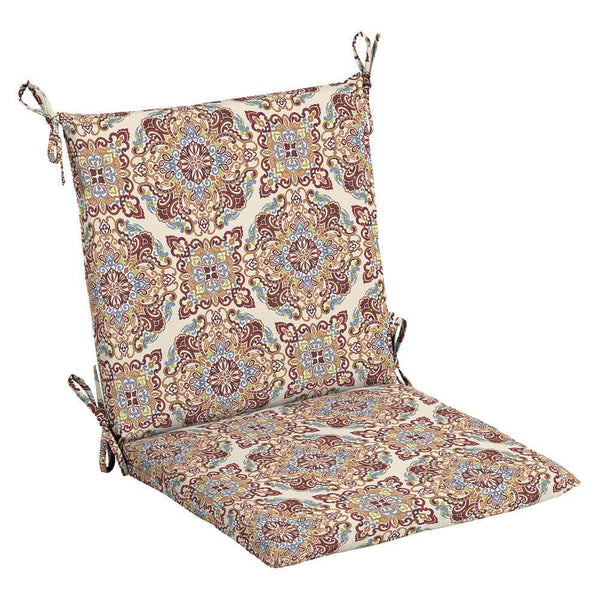 Hampton Bay 20 in. x 20 in. Chili Medallion Outdoor Mid Back Dining Chair Cushion (2 - Pack)