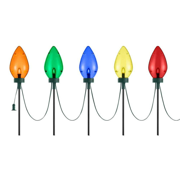 Home Accents Holiday 20 in. Multi - Colored Giant C7 LED Pathway Lights (Set of 5)