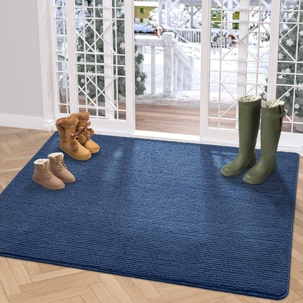 DEXI Door Mat Entryway Doormat Front Entrance Non - Slip Low Profile Washable for Inside Entry 31.5 inchx47 inch, Blue 31.5 inchx47 inch Blue