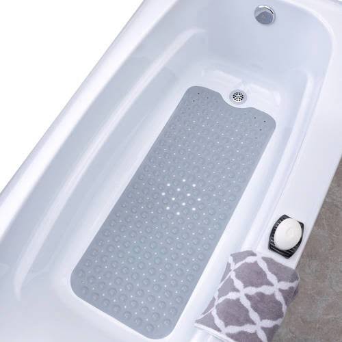 SlipX Solutions Extra - Long Vinyl Bath Mat, Gray