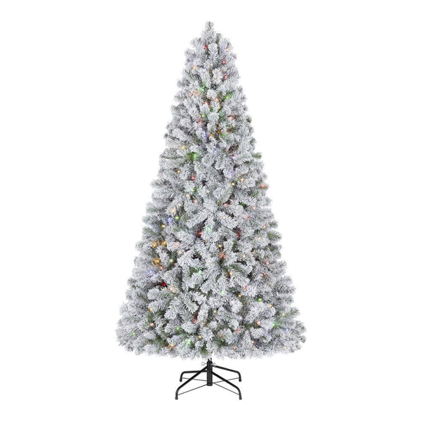 Home Accents Holiday 6.5 ft. Pre - Lit LED Festive Pine Flocked Artificial Christmas Tree