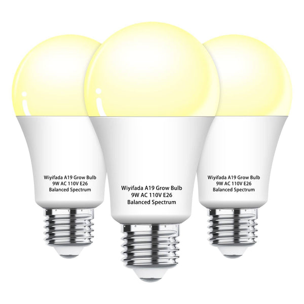 3 Pack A19 Full Spectrum LED Bulb Indoor Grow Light