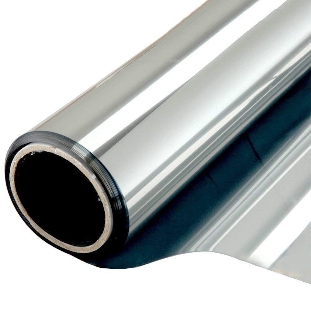 WPCTEV Window Film One Way Mirror Film Daytime Privacy Static Non - Adhesive Decorative Heat Control Anti UV Window Tint for Home and Office, Silver