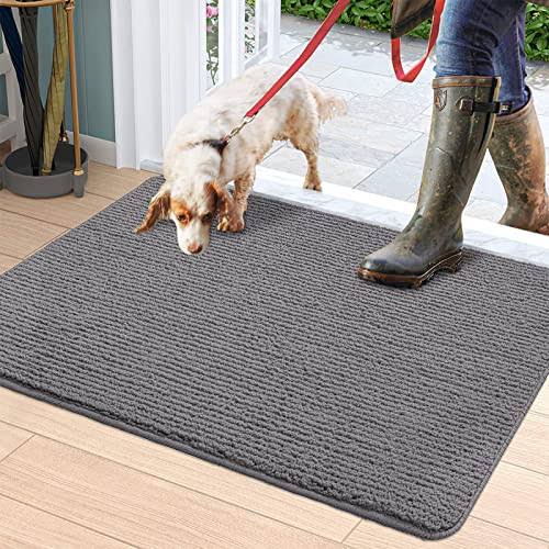 DEXI Door Mat Entryway Doormat Front Entrance Non - Slip Low Profile Washable for Inside Entry 31.5"X47", Grey
