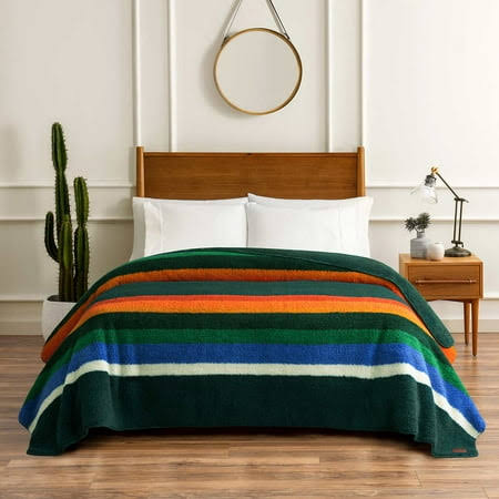 Pendleton Bedding - Pendleton King Size Sherpa Fleece Blanket Evergreen Stripe Nwt - Color: Green - Size: King - Longbeachposh's Closet