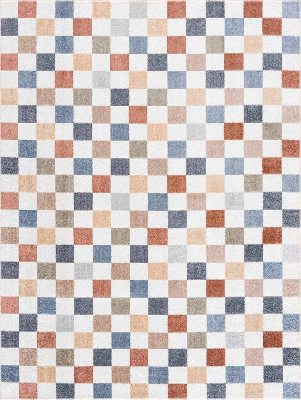 Hauteloom Alie Colorful Checkered Washable Rug - Washable Area Rug for Living Room, Bedroom - Colorful Checkered Rug - 5'3" x 7' Rectangle