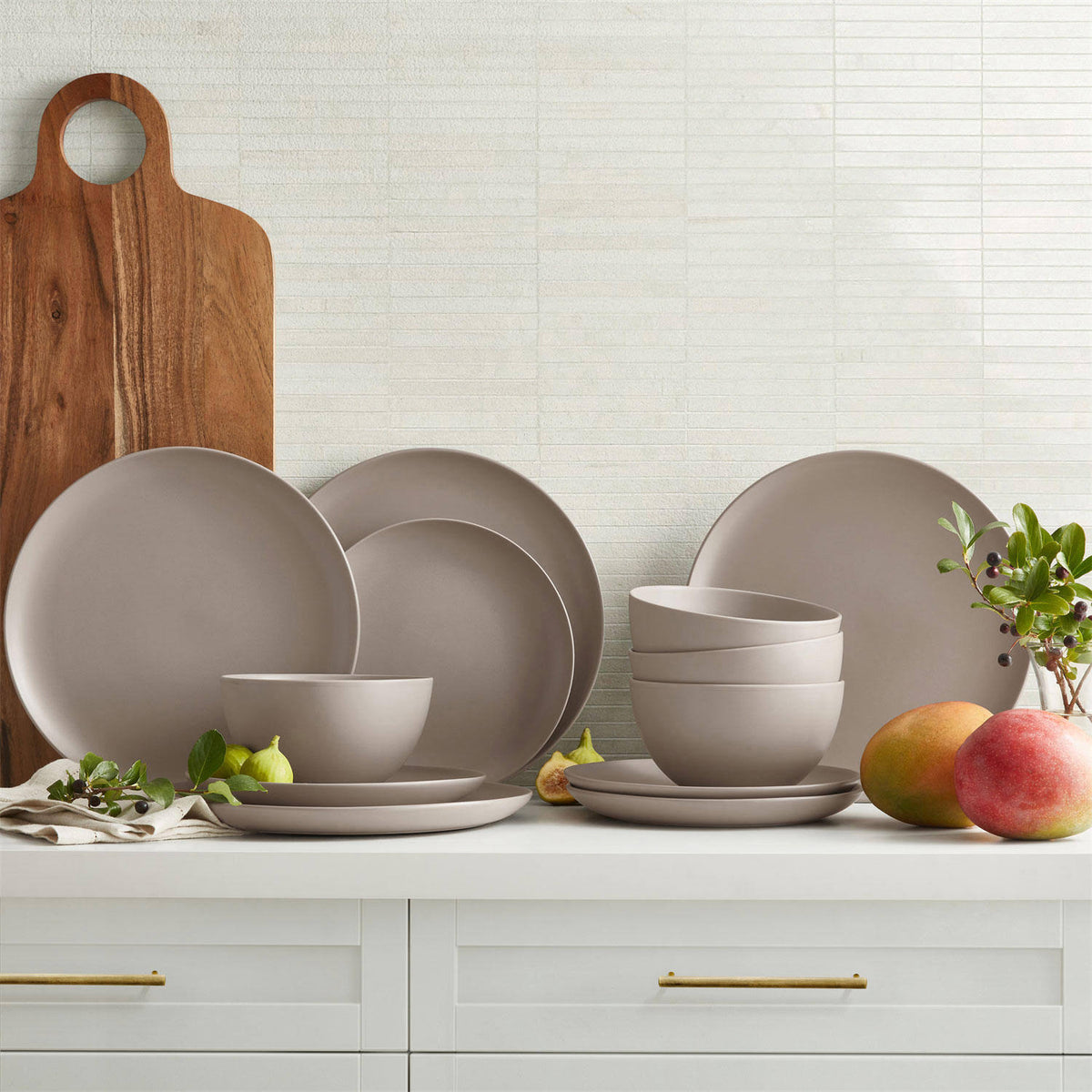 Member's Mark 12 - Piece Artisan Crafted Dinnerware Set (Taupe)
