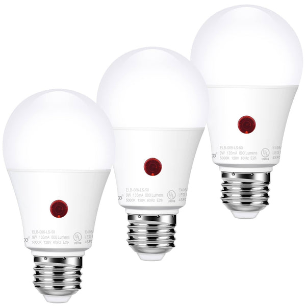 Emotionlite Dusk to Dawn Sensor Light Bulbs Outdoor, Neutral White LED Bulbs, 60 Watt Equivalent, Automatic On/Off, Porch, Patio, Garage, Hallway