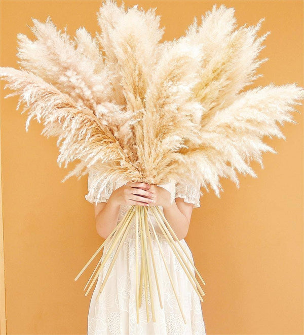 Bannifll 46" inch 10 Stems Natural Pampas Grass Decor Tall, Pompas Grass, Tall Pampas Grass for Weddingm, Farmhouse, Boho Home Decor