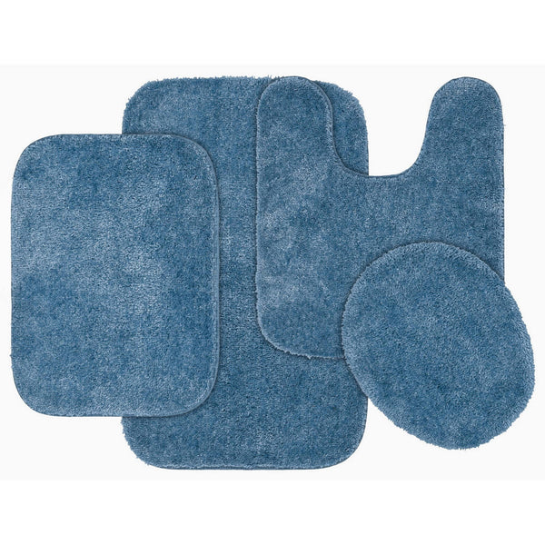 Garland Rug Basin Blue Traditional Plush Nylon 4 - Piece Bath Rug Set