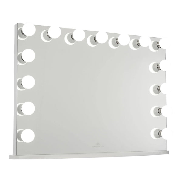 Hollywood Premiere Pro Makeup Mirror with 15 Frosted LED Bulbs Dressing Mirror with Standing Base Impressions Vanity �{ Company Finish: White