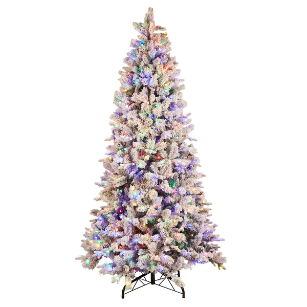Holiday Living 9 - ft Albany Pine Pre - Lit Flocked Artificial Christmas Tree with LED Lights - W14L0649