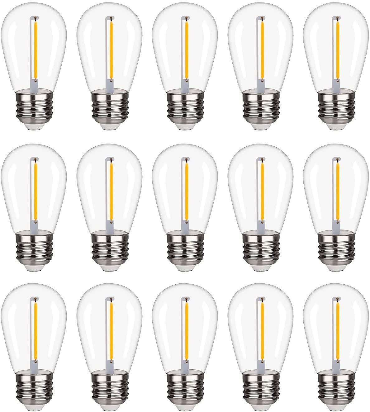 KGC Plastic S14 Replacement LED Edison Bulbs - 1W Equivalent to 10W 2200K, No Glass Shatterproof & Waterproof LED Bulbs for Outdoor String Light, E26