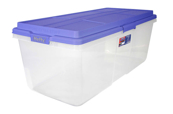 Hefty 113 Qt. Clear Storage Bin with Blue Hi - Rise Lid