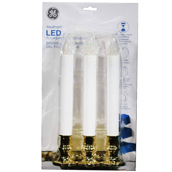 GE - Staybright LED Flickering Window Candles, 6 - Pack