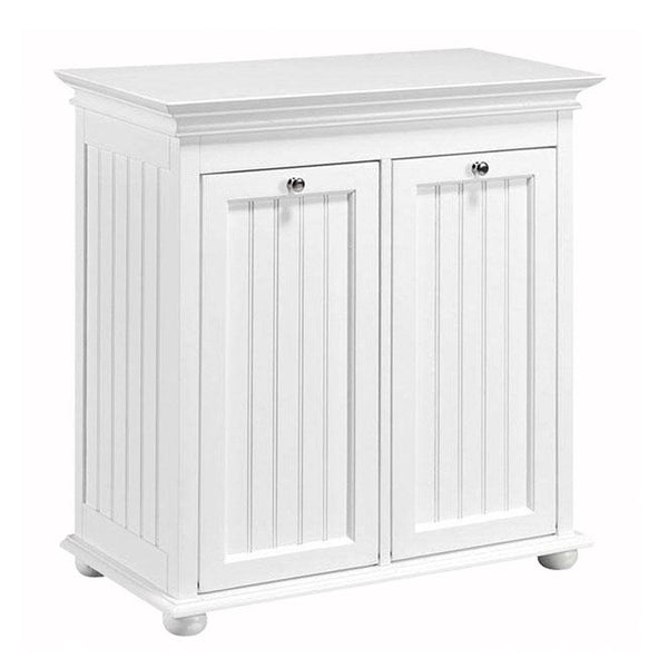 Home Decorators Collection Hampton Harbor 26 in. W Double Tilt - Out Beadboard Hamper in White