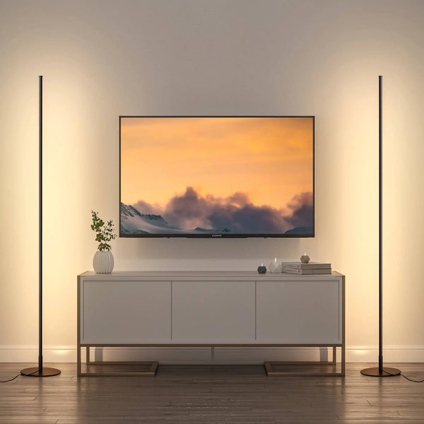 DEWENWILS LED Corner Floor Lamp Set of 2, Minimalist Dimmable Mood Lighting, Standing Floor Lamps for Living Room, Bedroom, Office, 3000K