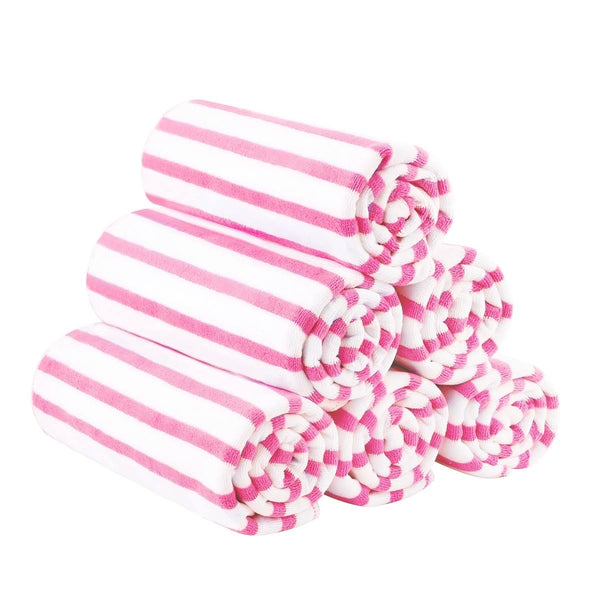 Jml 6 - Pack Cabana Striped Beach Towel Bath Towel Pink, Size: 27