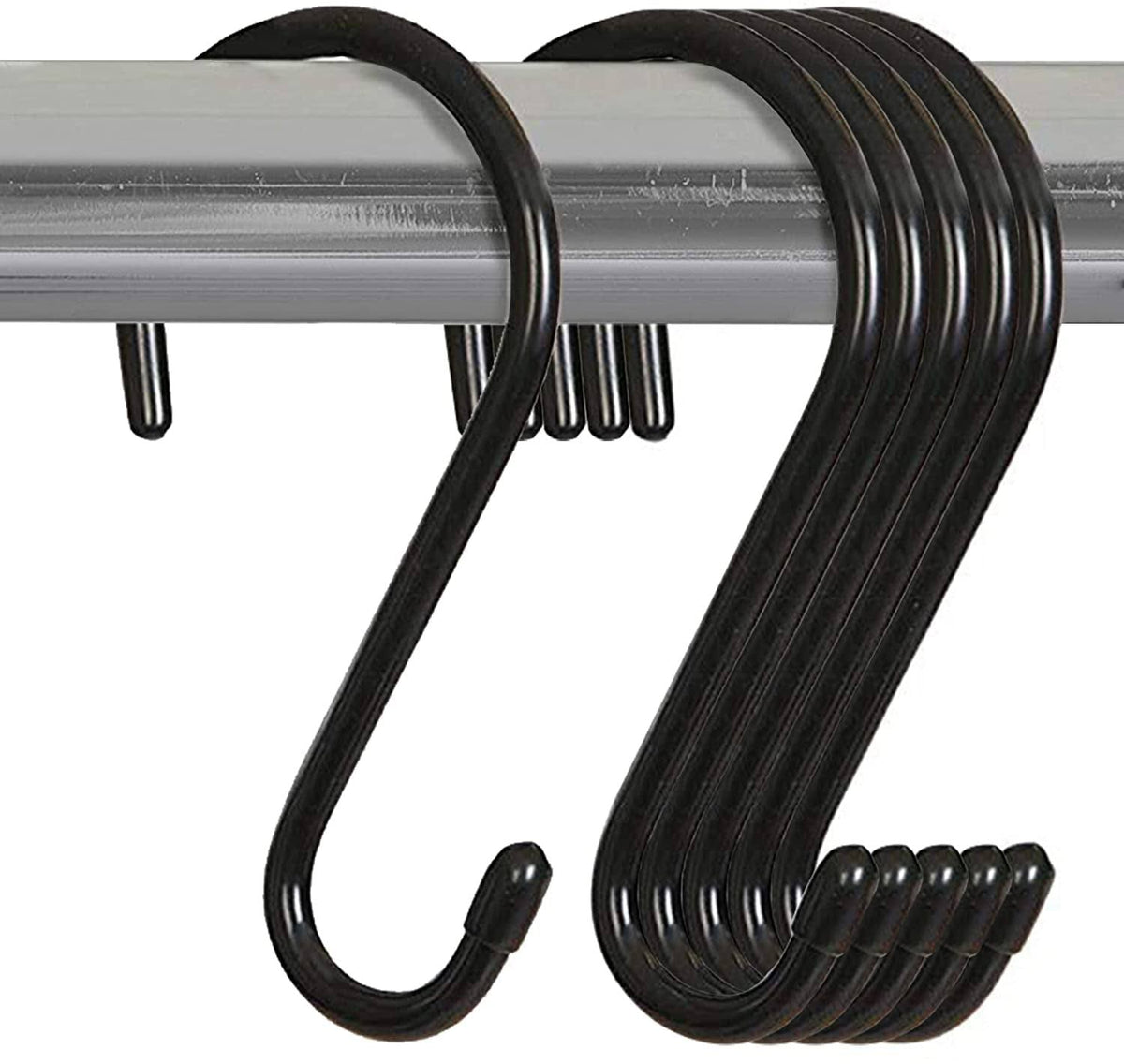 Smart Design Premium S Hooks with Rubber Gripped Finish Set of 6 - Steel Metal Frame - Rust Resistant Finish - Hanging Kitchen, Closet, and Storage