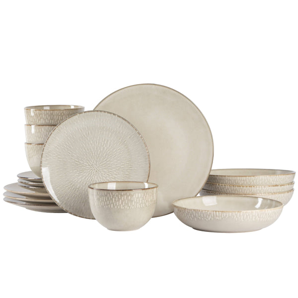Gibson Elite Matisse 16 - Piece Dinnerware Set, Service for 4 - Taupe