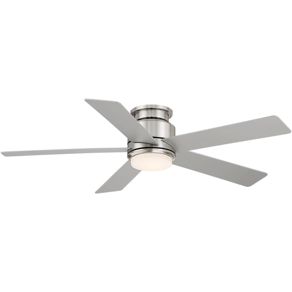52" Casa Vieja Grand Palm Modern Indoor Outdoor Hugger Ceiling Fan with Dimmable LED Light Remote Control Brushed Nickel Damp Rated for Patio