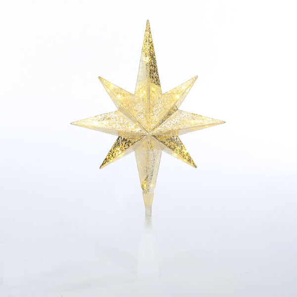 Holiday Time LED Christmas Tree Topper, Clear/Gold Star, 14 inch