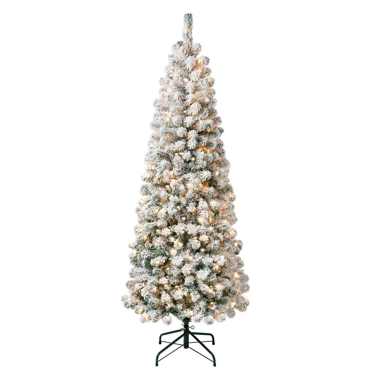 National Tree Company First Traditions Pre - Lit Acacia Flocked Tree Medium Christmas Tree, Clear Incandescent Lights, Plug in, 6 ft