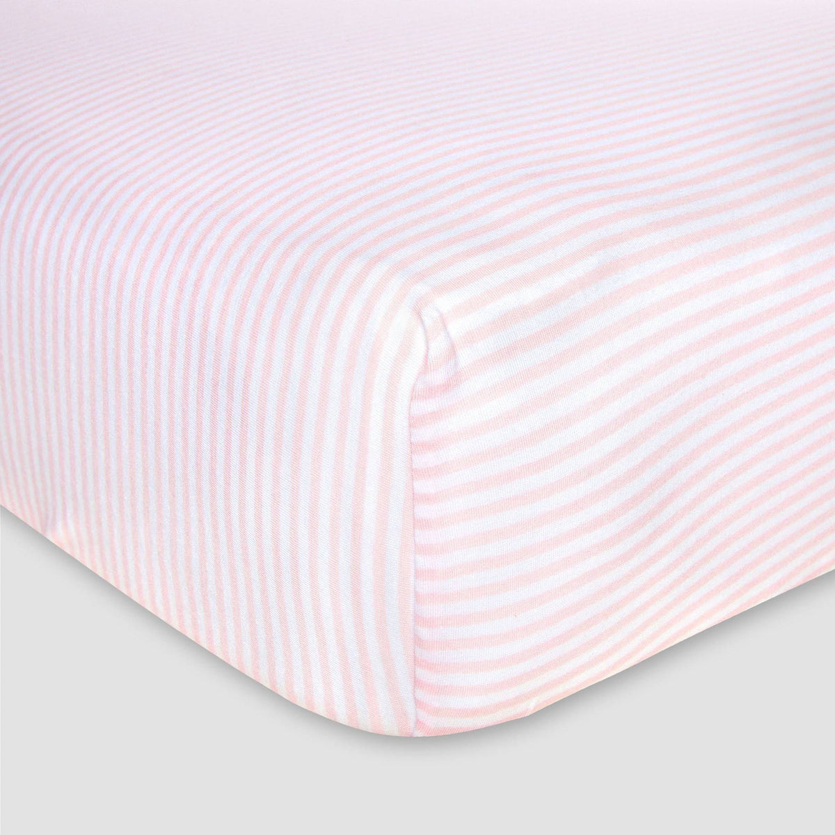 Burt's Bees Baby Bee Essentials Stripe Organic Cotton Fitted Crib Sheet in Blossom