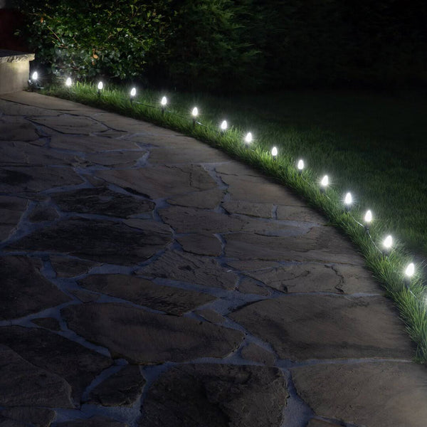 C7 Cool White OptiCore Christmas LED Pathway Lights, 50 Lights, 4.5 in